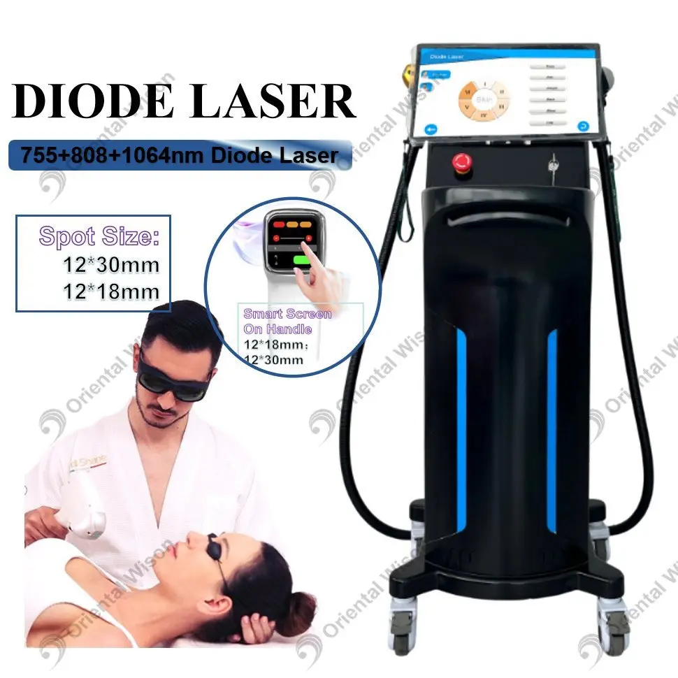 Doble manejo 755 808 1064 depilación láser de diodo